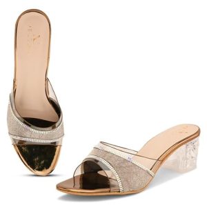XE Looks Copper Women's Fashion Sandals | Faux Leather Comfortable and Stylish Slip-On Heel | For Wedding Occasion 2.5 Inches Heel | For Women & Girls